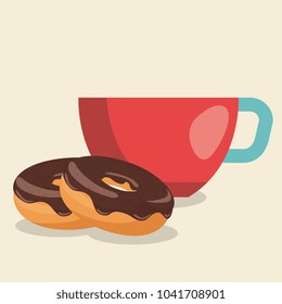 delicious coffee cup and donuts