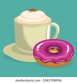 delicious coffee cup and donuts