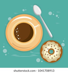 delicious coffee cup and donuts