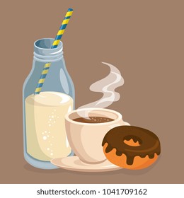 delicious coffee cup and donuts