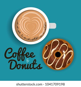 delicious coffee cup and donuts