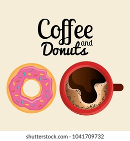 delicious coffee cup and donuts