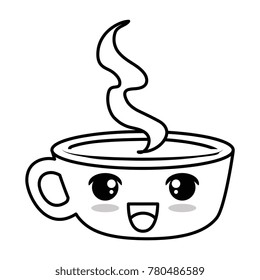 delicious coffee cup kawaii character