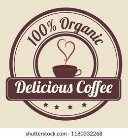 delicious coffee in cup seal