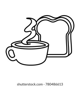 delicious coffee cup with slice bread