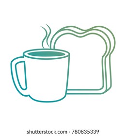 delicious coffee cup with slice bread