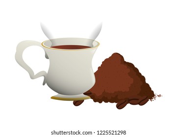 delicious coffee cup with toast powder