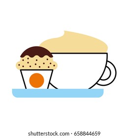 delicious coffee with cupcake