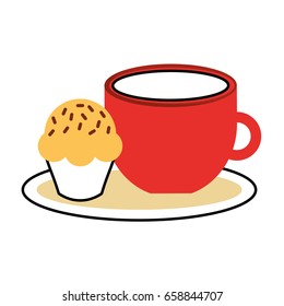 delicious coffee with cupcake