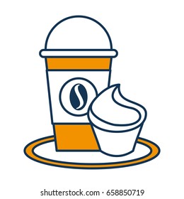 delicious coffee with cupcake