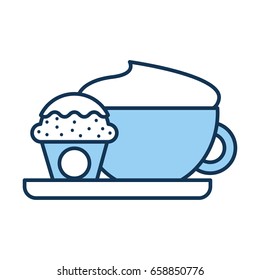 delicious coffee with cupcake