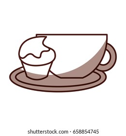 delicious coffee with cupcake