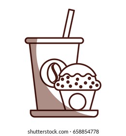 delicious coffee with cupcake