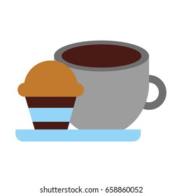 delicious coffee with cupcake