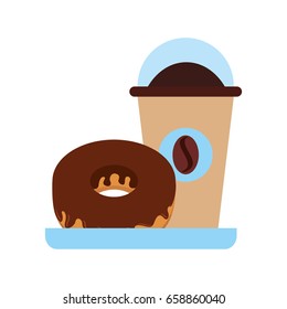 delicious coffee with donut