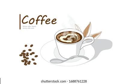 Delicious coffee, good aroma, morning coffee aroma