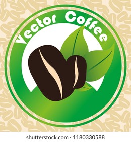 delicious coffee grains emblem