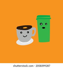 delicious coffee and juice simple vector design