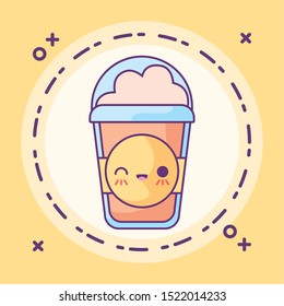 delicious coffee milkshake kawaii style vector illustration design