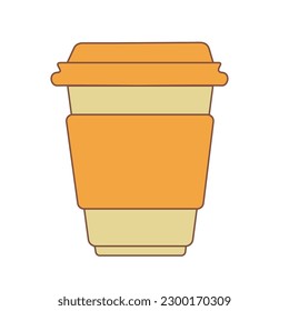 Delicious coffee orange paper cup. Drink vector illustration design.