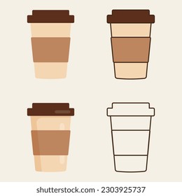 Delicious coffee paper cup icon. Drink vector illustration design set	