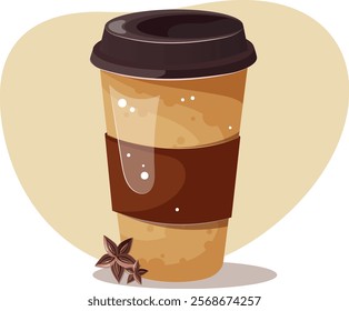 Delicious coffee paper cup icon. Drink vector illustration design.