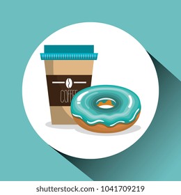 delicious coffee plastic pot and donut
