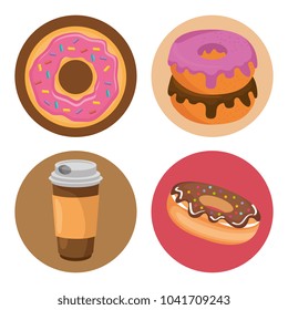 delicious coffee plastic pot and donut