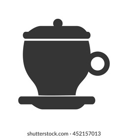 Delicious coffee served on porcelain cup, vector illustration graphic.