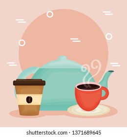 delicious coffee and tea time icons