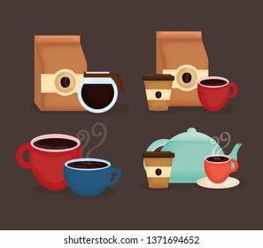 delicious coffee and tea time icons