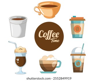 delicious coffee time elements vector illustration