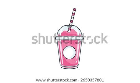 Delicious cold pink beverage refreshing summer drink with a straw