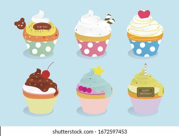 
Delicious and colorful cupcakes with different flavors.