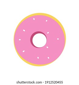 Delicious colorful donut. Flat vector illustration.