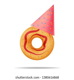 Delicious colorful donut. Tasty bakery product. Food design.  Vector illustration.