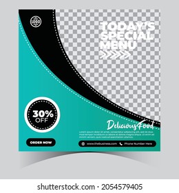 Delicious and colorful food banner for social media restaurants template