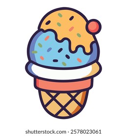 Delicious colorful ice cream cone for a hot day