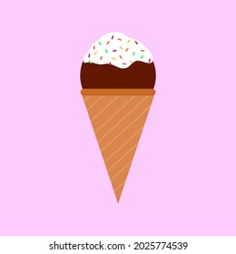 Delicious colorful ice cream in waffle cone