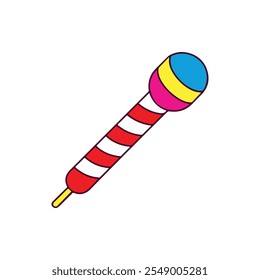 A delicious colorful round lollipop candy isolated on transparent and white background