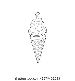 Delicious cone ice cream line art