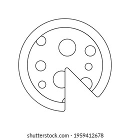 Delicious cooked pizza, black and white icon. Vector Illustration. EPS10