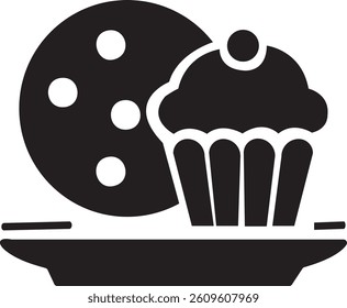 Delicious Cookie and Cupcake on a Plate