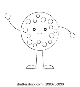 delicious cookie with smile kawaii character