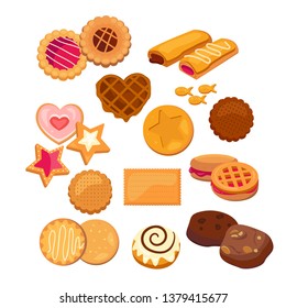 Cookies Biscuits Icons Set Various Pastry Stock Vector (Royalty Free ...