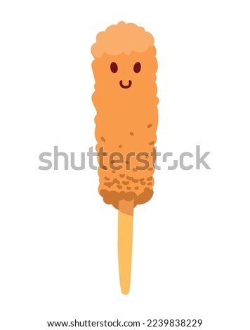 delicious corndog kawaii comic character