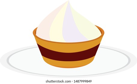 delicious cream cake with different layers in a basket