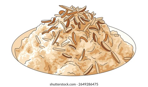 A Delicious Creamy Dessert Topped With Crunchy Toasted Almond Slivers Presented on a White Plate