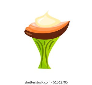 Delicious creamy dessert with various layers. Vector illustration