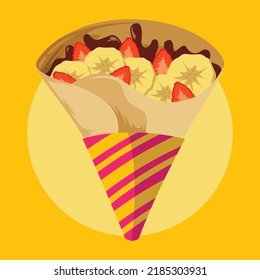 A delicious crepes with lots of toppings